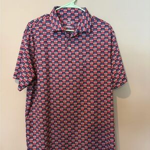 Rhoback Red and Blue Patterned Polo Shirt